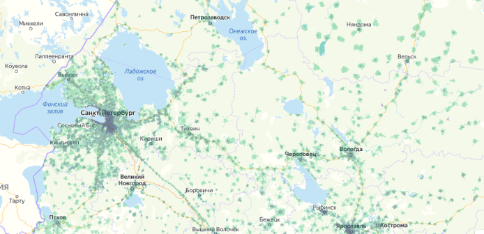 Зона покрытия МТС на карте Апрелевка 